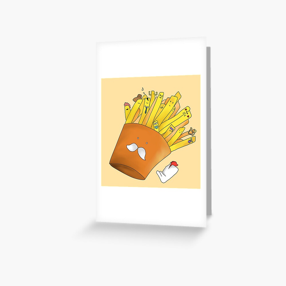 "Cute fast food Emoji french fries with ketchup on the side" Greeting Card by FoodiePotato