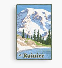 Vintage Mount Rainier Travel Poster Canvas Print