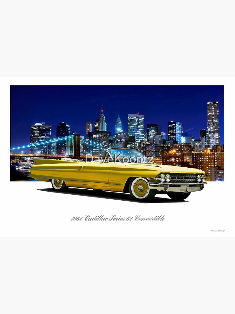 1961 cadillac series 62 convertible art board print by davekoontz redbubble redbubble