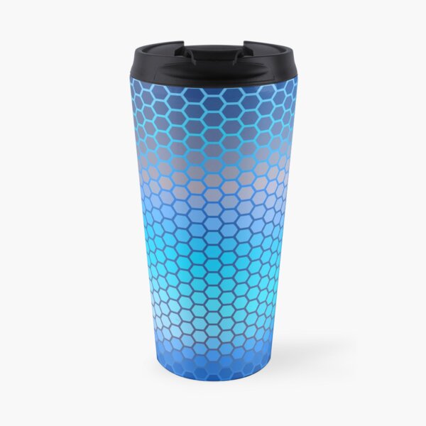 Blue Aqua Hexagon Pattern Travel Coffee Mug