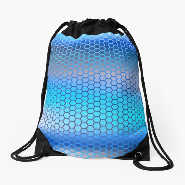 Blue Aqua Hexagon Pattern Drawstring Bag