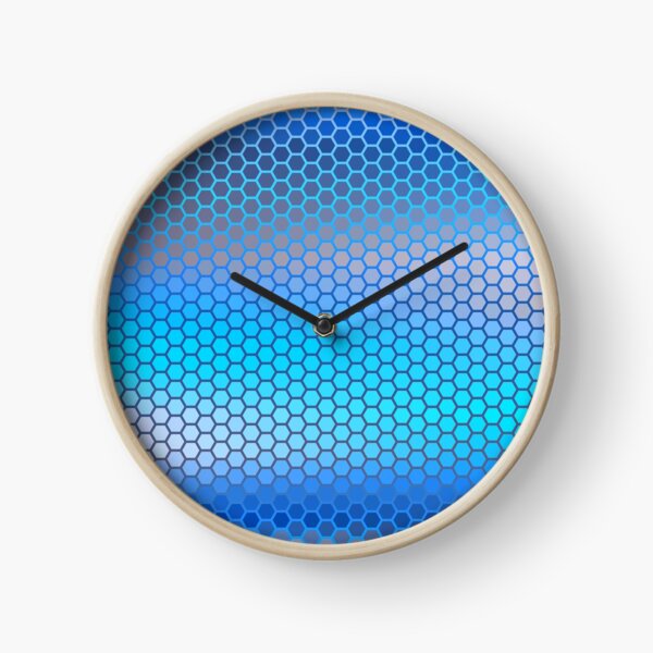 Blue Aqua Hexagon Pattern Clock