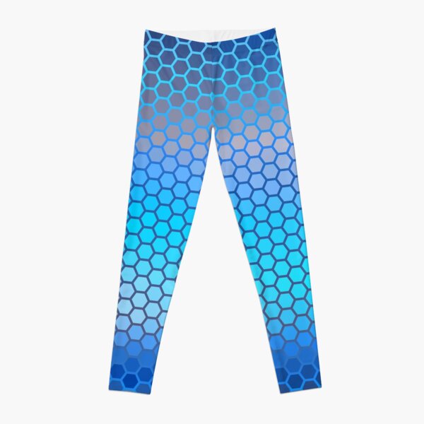 Blue Aqua Hexagon Pattern Leggings