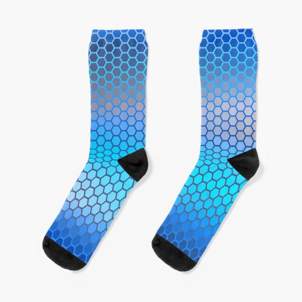 Blue Aqua Hexagon Pattern Socks