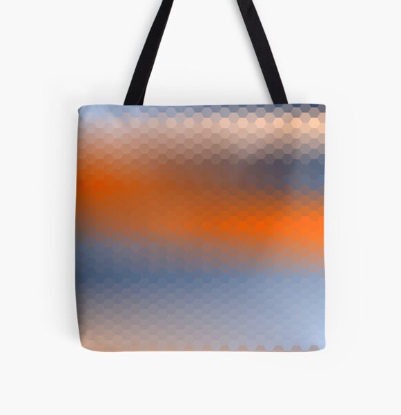 Blue Orange Brown Hexagon Ombre All Over Print Tote Bag