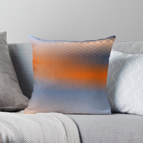 Blue Orange Brown Hexagon Ombre Throw Pillow