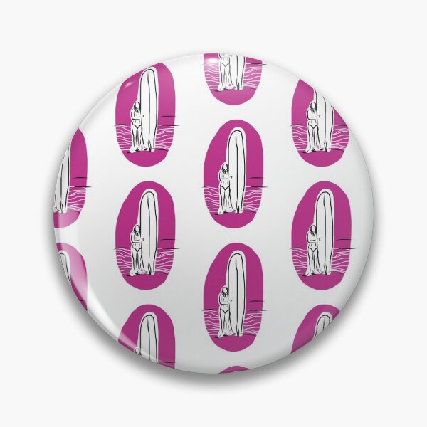 Item preview, Surf woman holding longboard retro designed and sold by Tropical Blood.