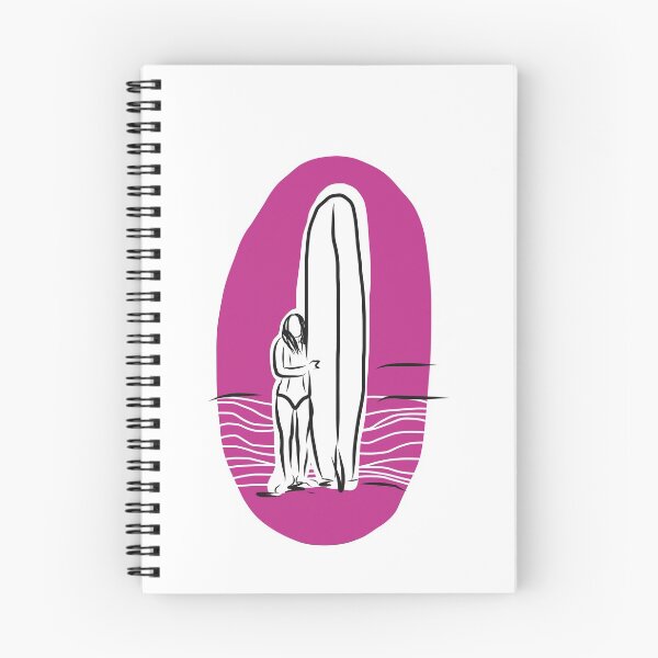 Item preview, Surf woman holding longboard retro designed and sold by Tropical Blood.
