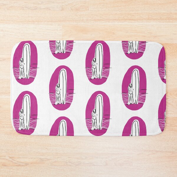 Item preview, Surf woman holding longboard retro designed and sold by Tropical Blood.