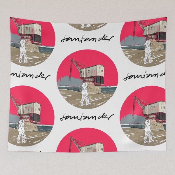Item preview, Santander stone crane fuchsia background designed and sold by AnaSanSegundo.