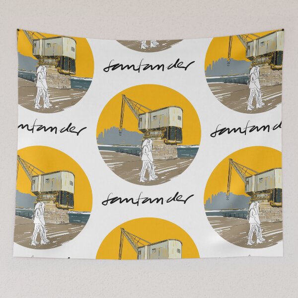 Item preview, Santander stone crane yellow background designed and sold by AnaSanSegundo.