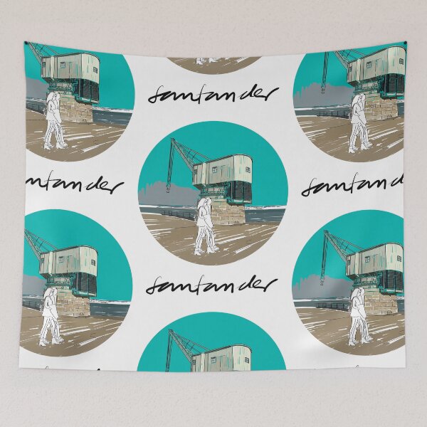 Item preview, Santander stone crane yellow background designed and sold by AnaSanSegundo.