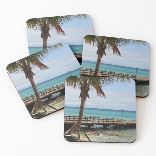 Item preview, Caribbean, Grand Turk, vacation, sea, beach, deck chair, palm tree, jetty, blue, turquoise, dark blue, photography, BebiCervin designed and sold by BebiCervin.