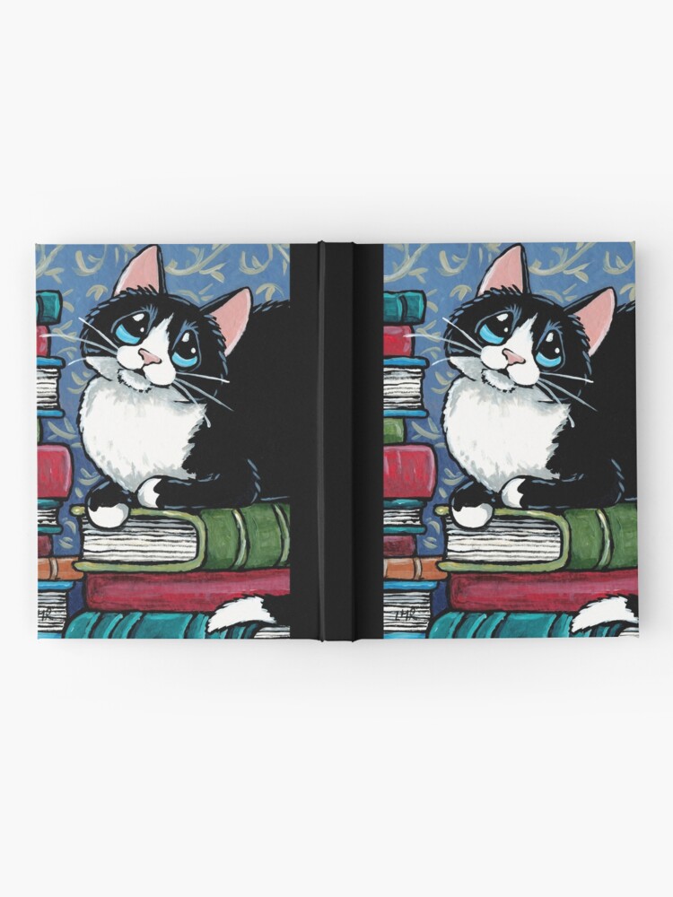Alternate view of Bibliophile Cat and Piles of Books Hardcover Journal