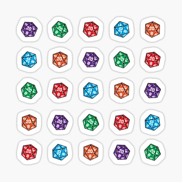 D20 Multiple Dice Linear Sticker