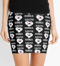 South Korea - South Korean Flag Heart & Text - Metallic Mini Skirt