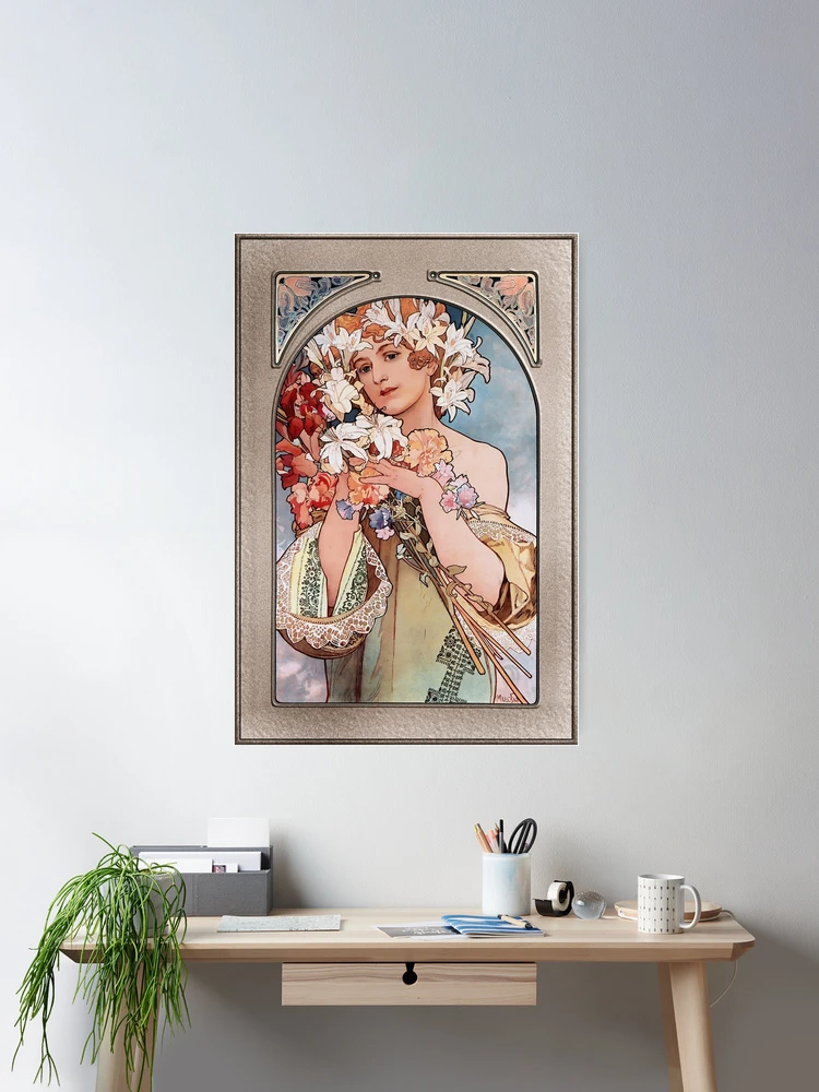 Flower by Alphonse Mucha Art Nouveau Old Masters Vingtage Art Reproduction Wall Decor Poster Art Print