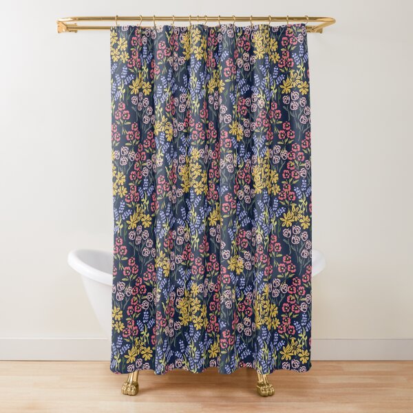 Meadow Walk In Navy by Tea with Xanthe Shower Curtain