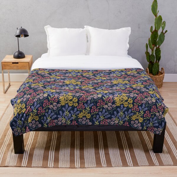 Meadow Walk In Navy by Tea with Xanthe Throw Blanket