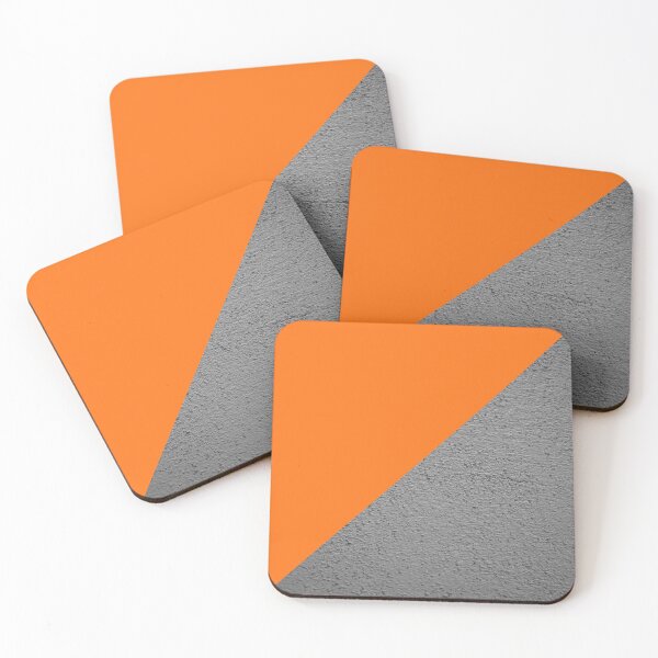 Concrete vs orange diagonal color block Coasters (Set of 4)