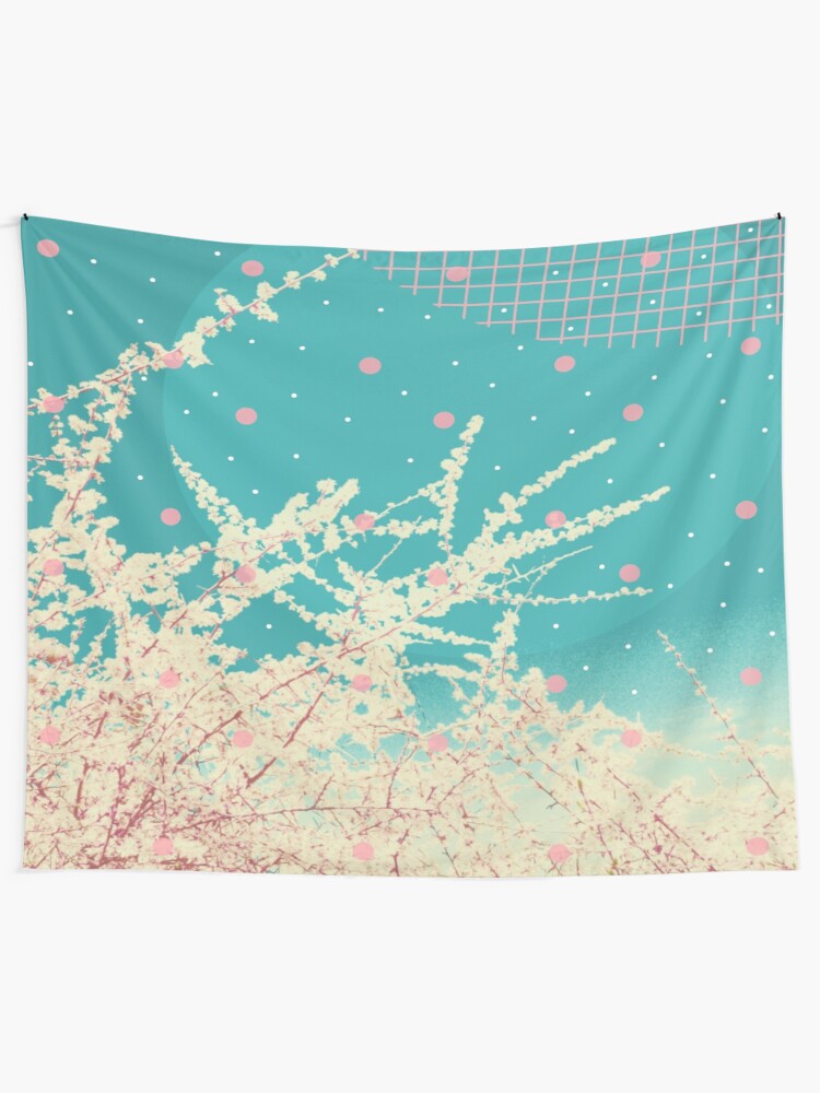 Alternate view of Blossoms portrait geometric collage Tapestry