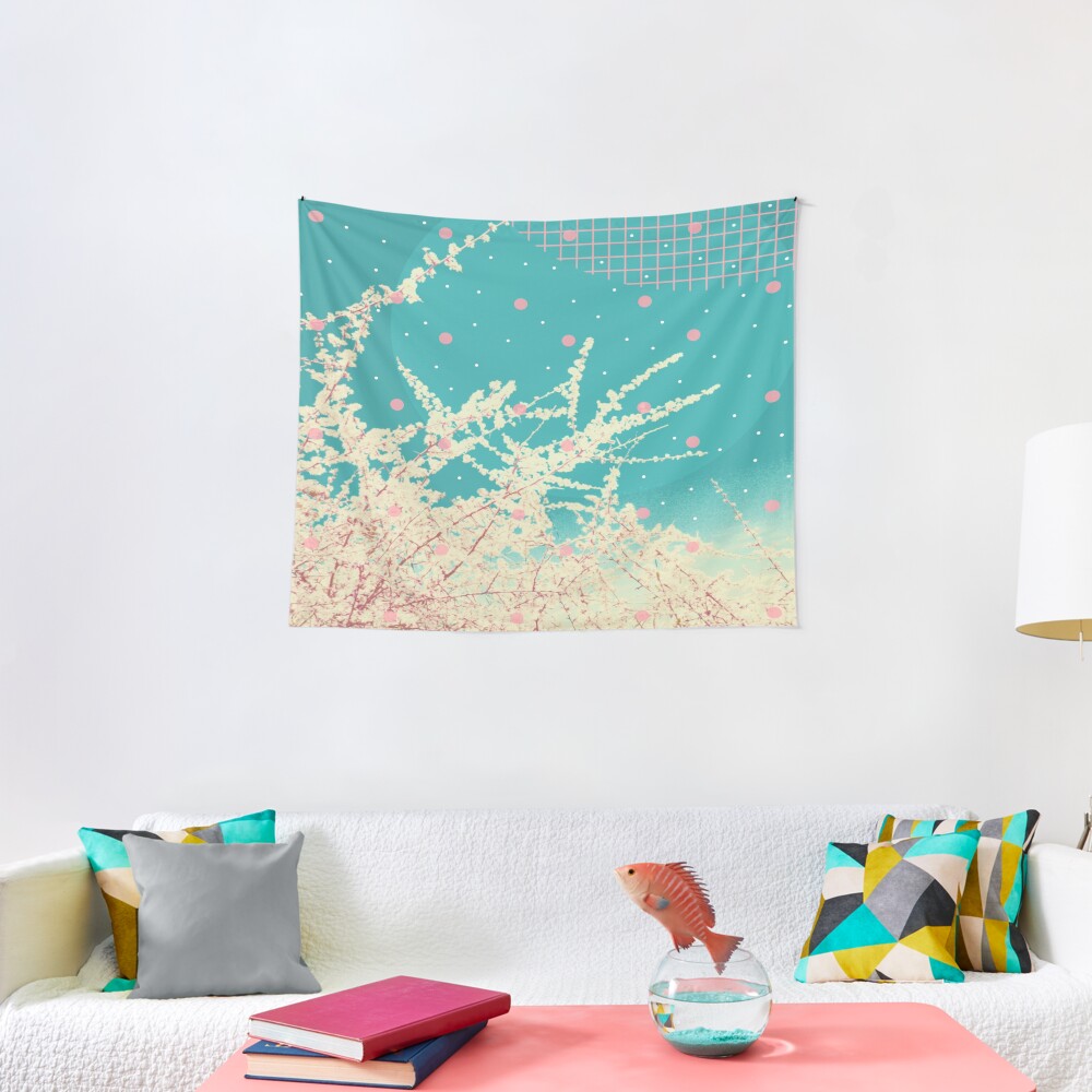 Blossoms portrait geometric collage Tapestry