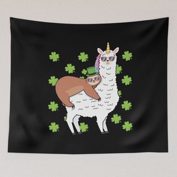 Item preview, Leprechaun Riding a Unicorn Llama Sloth St Patricks Day Kids designed and sold by 2blackcherries.