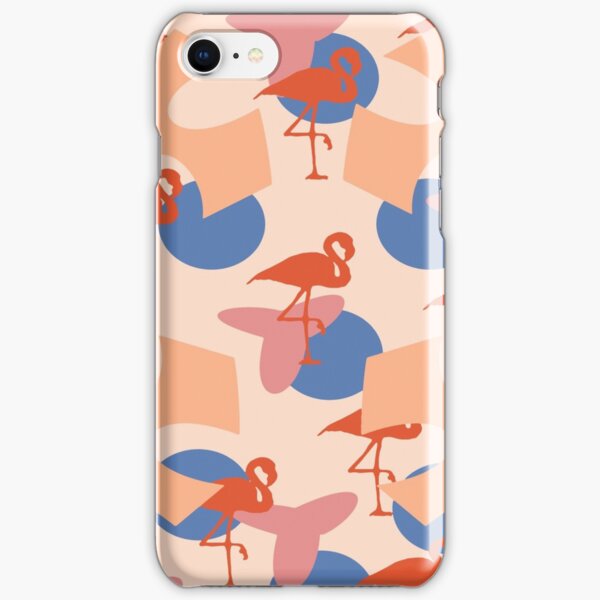 Flamingo and leaves pattern coral blue iPhone Snap Case