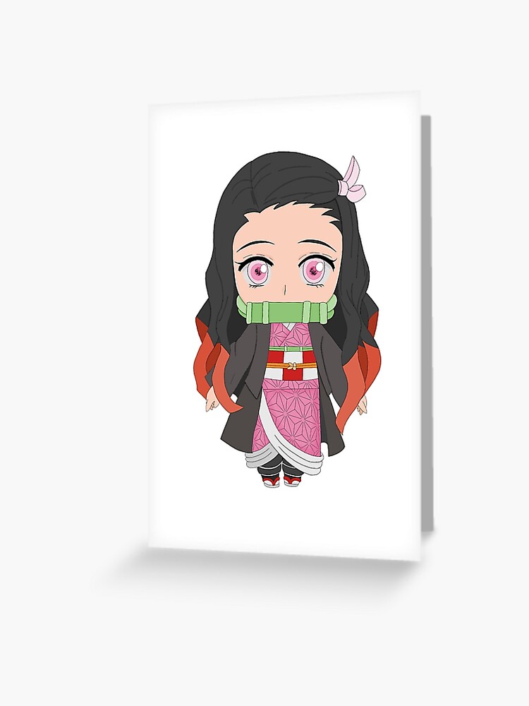 Nezuko Kamado Chibi Kimetsu No Yaiba Demon Slayer Anime Manga Girl Greeting Card By Lisabibbyx Redbubble