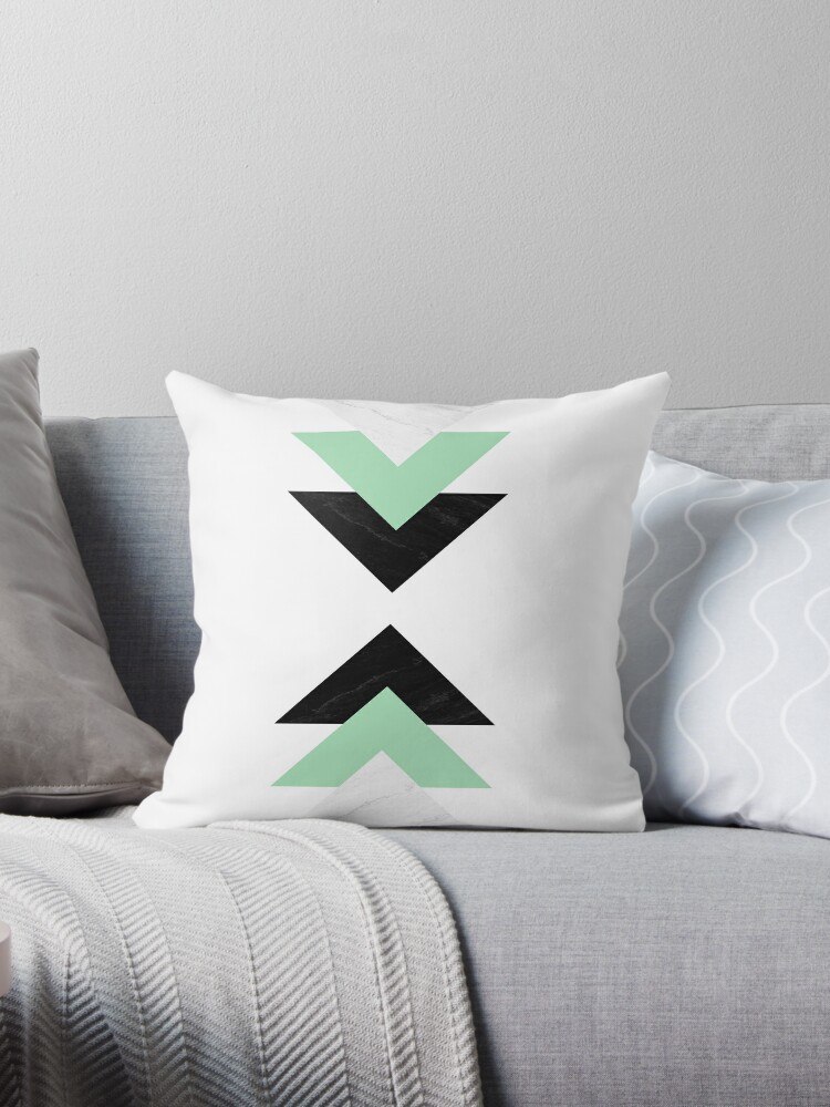 Marble Mint Arrows Throw pillow by ARTbyJWP | Redbubble