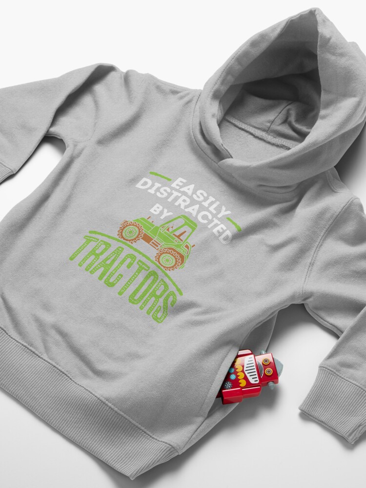 Alternate view of Easily Distracted by Tractors Toddler Pullover Hoodie