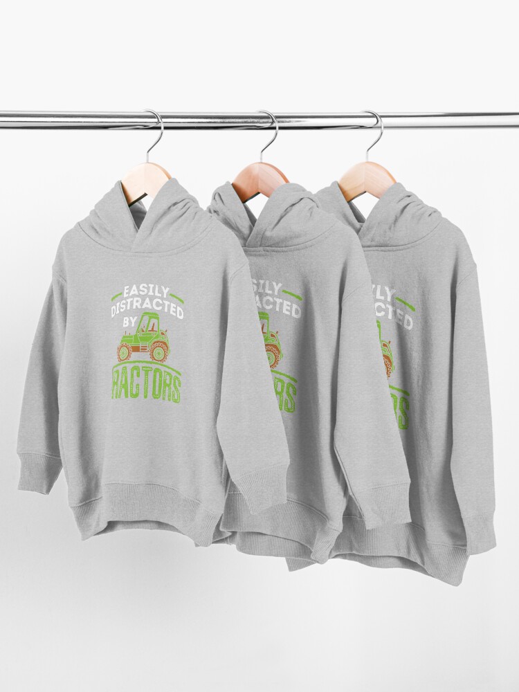 Alternate view of Easily Distracted by Tractors Toddler Pullover Hoodie