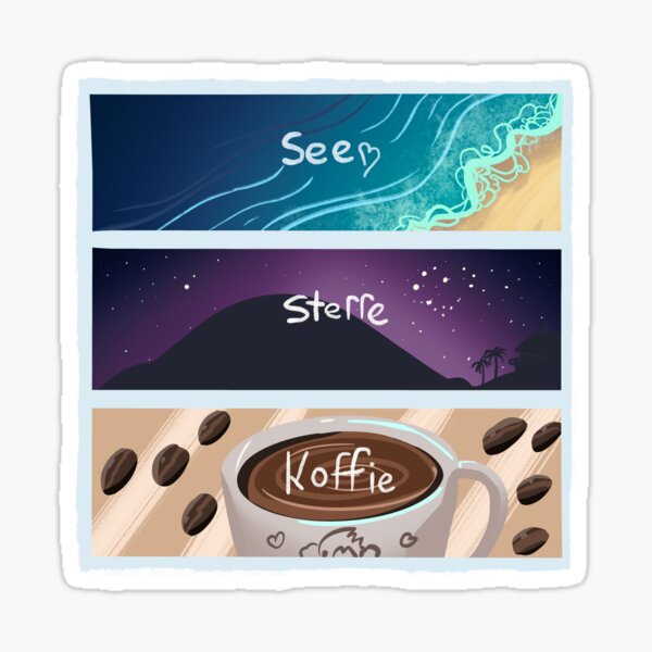 Sea, stars, and coffee Sticker