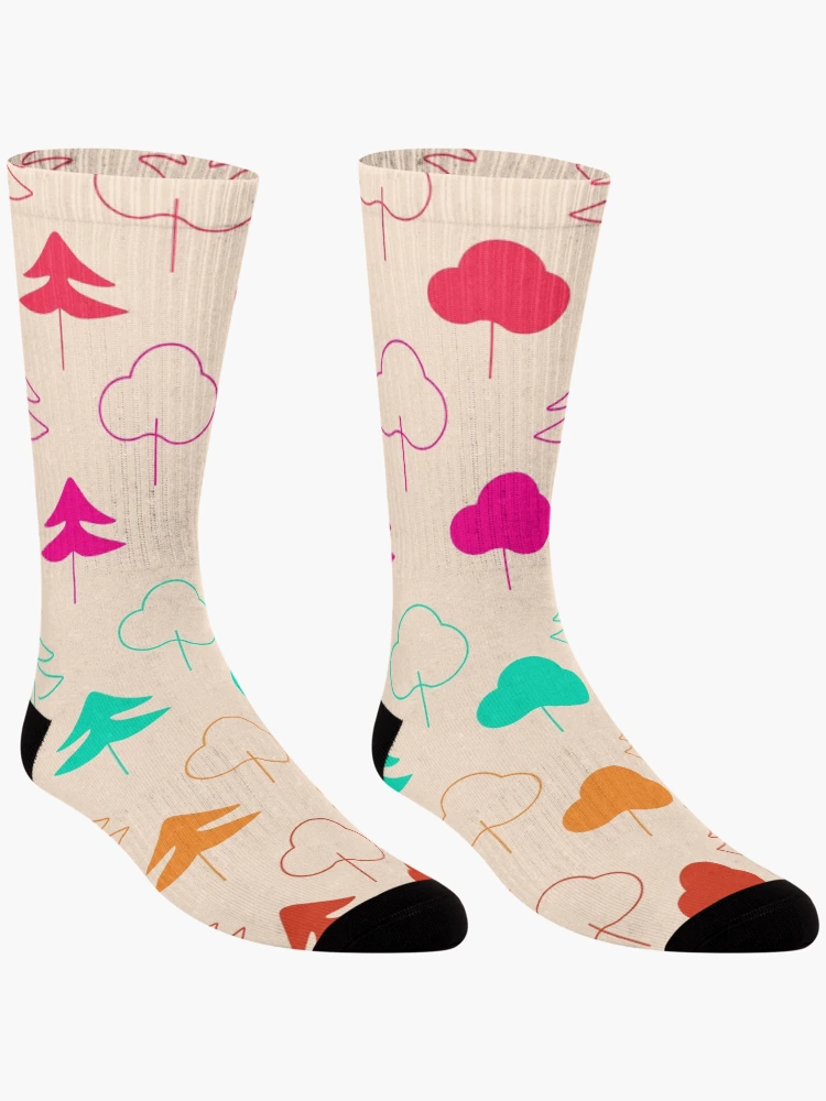 Thumbnail 3 of 5, Socks, Colorful Simple Tree Pattern designed and sold by tlemskaya.