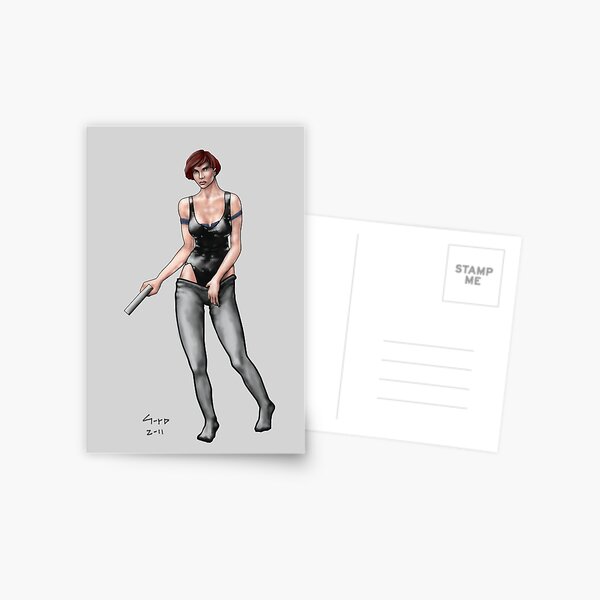 game character concept girl digital painting - Agent Milla Postcard