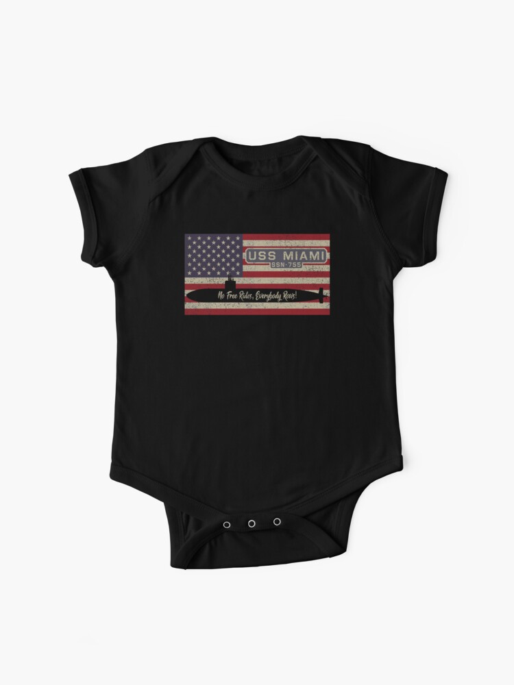 Uss Miami Ssn 755 Los Angeles Class Fast Attack Submarine Vintage American Flag Gift Baby One Piece By Battlefield Redbubble