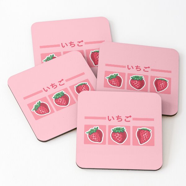 Item preview, Cute strawberry design on pink background with the "strawberry"  japanese kanji designed and sold by AnGoArt.