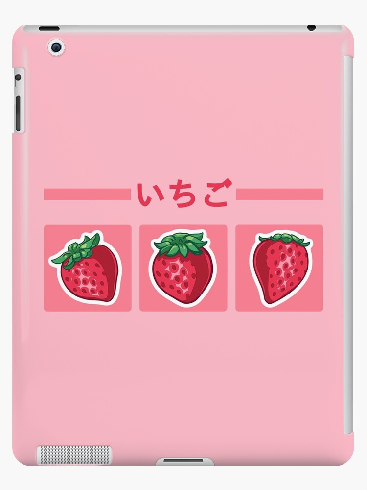 Cute strawberry design on pink background with the strawberry japanese  kanji | iPad Case & Skin