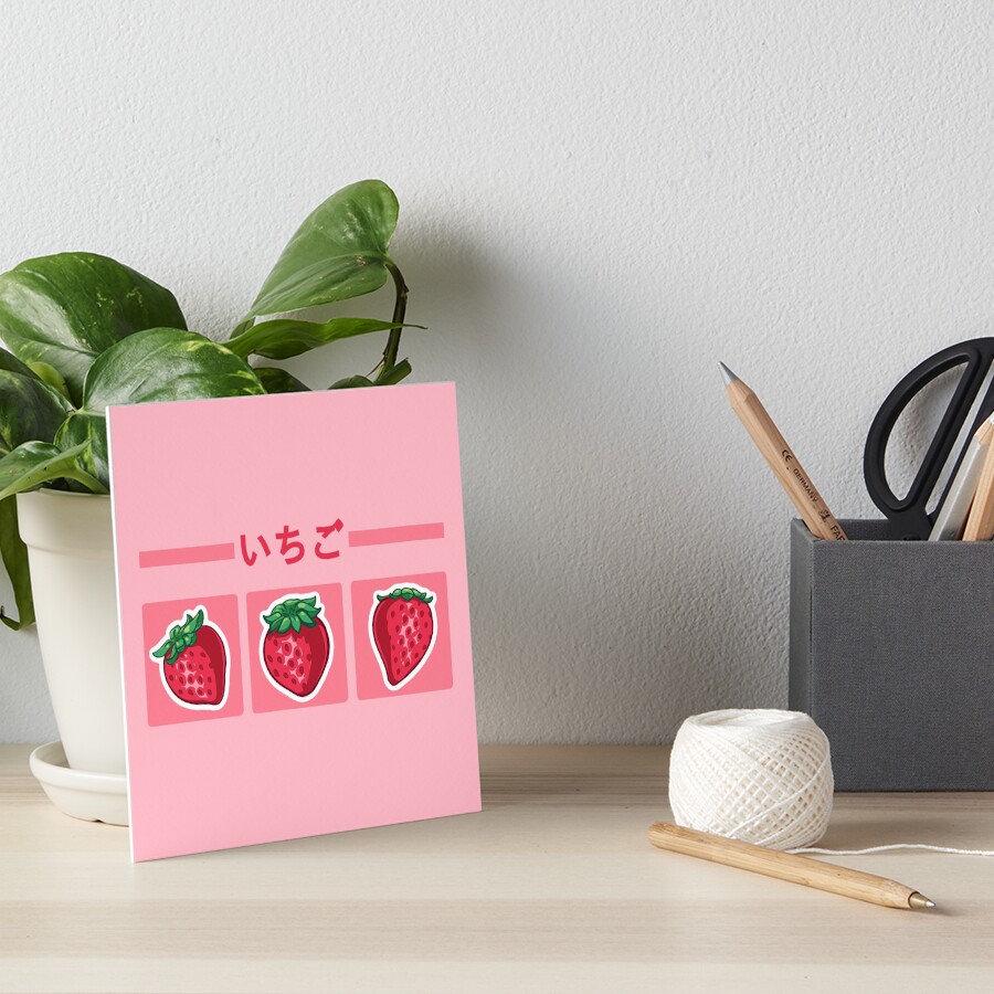 "Cute strawberry design on pink background with the "strawberry