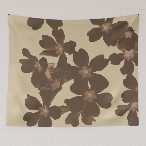 Item preview, Brown primrose flowers on beige background designed and sold by by-jwp.