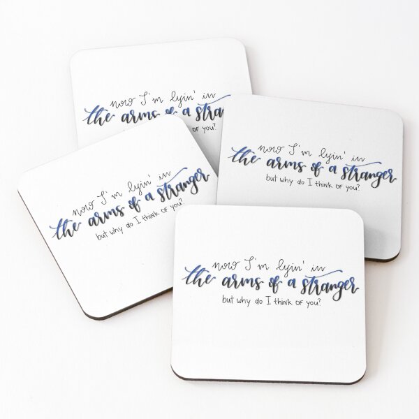 Item preview, "Now i'm lyin' in the arms of a stranger, but why do I think of you?" quote from song "Arms Of A Stranger" by Niall Horan digital lettering designed and sold by averycooluser.