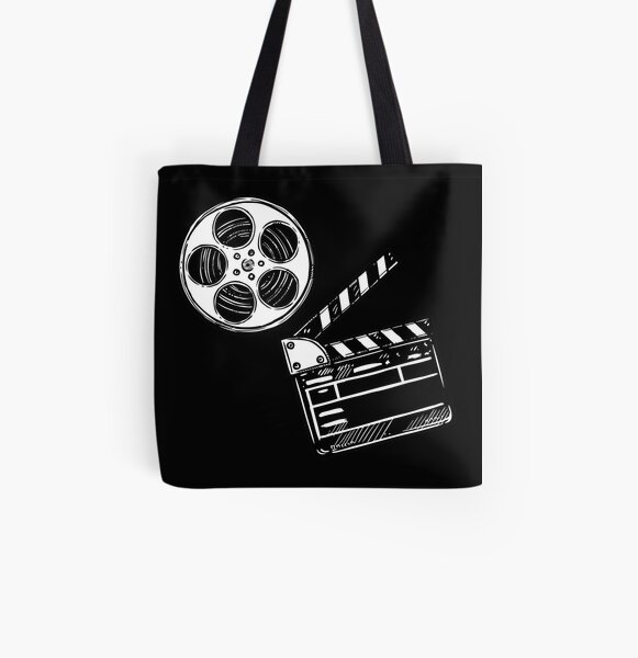Movies, Film and Clapperboard All Over Print Tote Bag