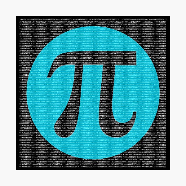 First 10,000 digits of Pi, blue on black. Photographic Print