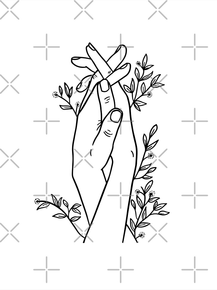 hands with flowers Line Art Sticker for Sale by egyArtist