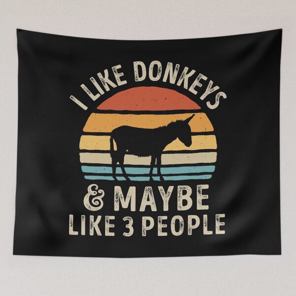 Item preview, I Like Donkeys and Maybe 3 People Retro Sunset Vintage 60s 70s Shirt for Men Women Boys Girls Kids Animal Lovers Gift designed and sold by LiqueGifts.