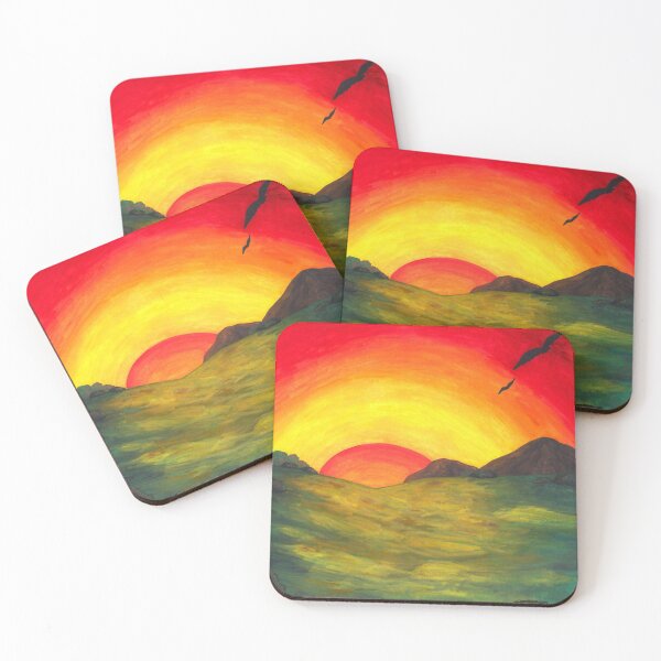 Item preview, watercolor art magical sunrise over nature landscape fantasy designed and sold by Jonah Augustin Gray.