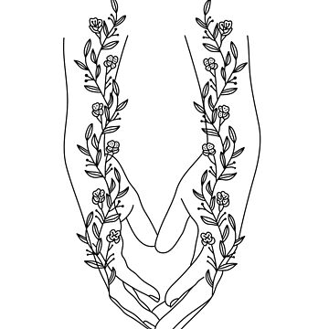 hands with flowers Line Art Sticker for Sale by egyArtist