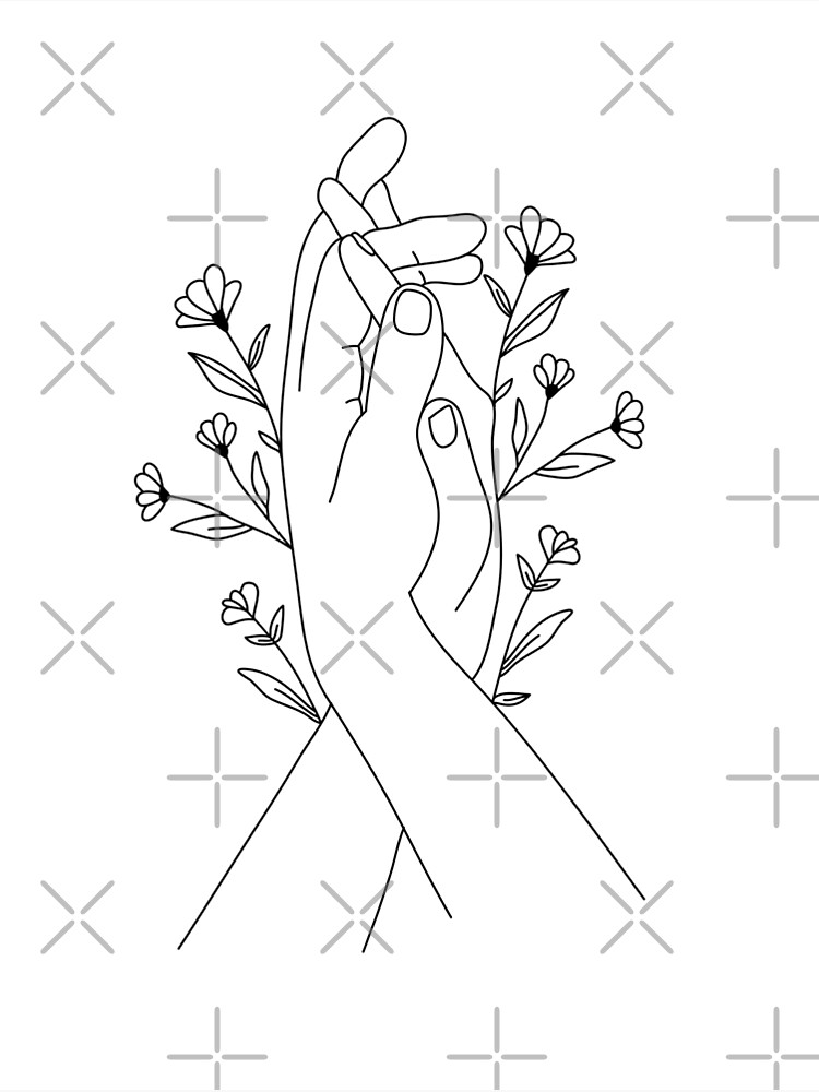 "Hands Holding Flower Minimal Line Art" Art Print for Sale by