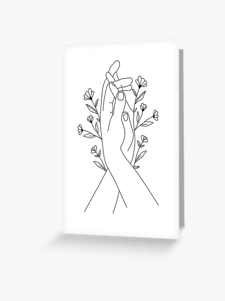 hands with flowers Line Art Sticker for Sale by egyArtist