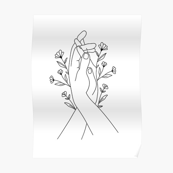 "Hands Holding Flower Minimal Line Art" Poster by minimallineart